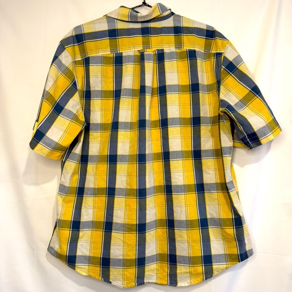 Pacific Outfitters Men's Yellow and Blue Plaid Active Stretch Short Sleeve - Picture 2 of 5